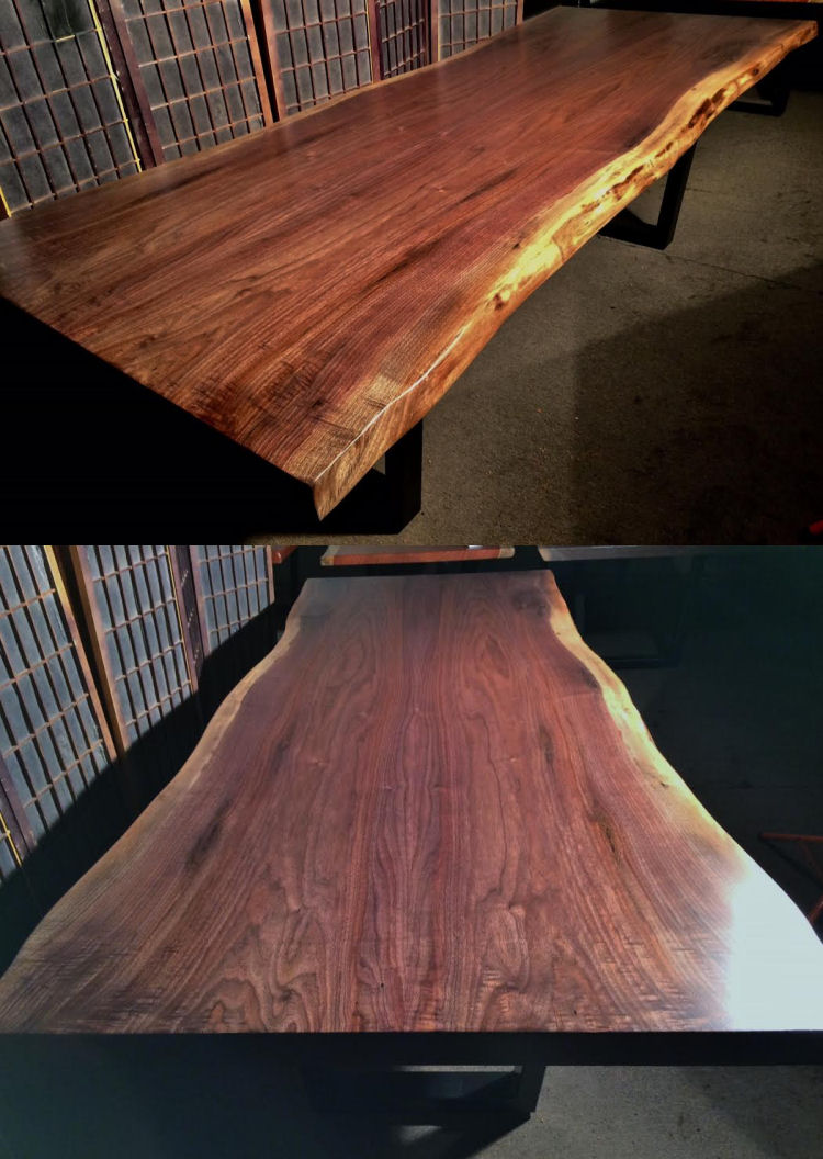 Book-Matched Walnut Dining Table with Steel Legs