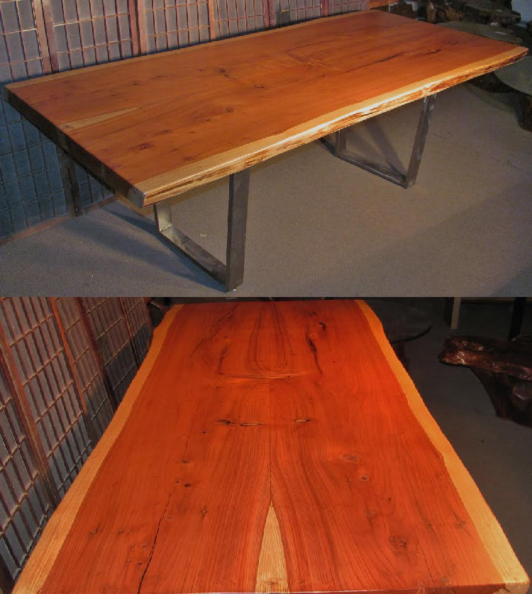 Book-Matched Redwood Table with Steel Legs