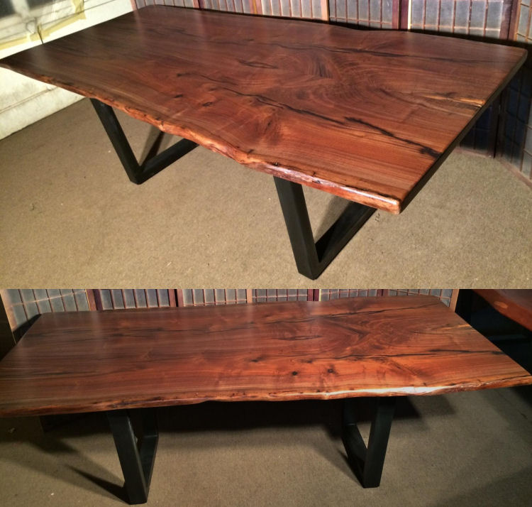 Book-Matched Claro Walnut Dining Table with Steel Legs